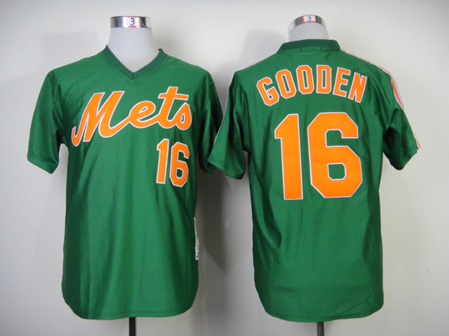 Men New York Mets #16 Gooden Green Throwback 1985 MLB Jerseys->new york mets->MLB Jersey